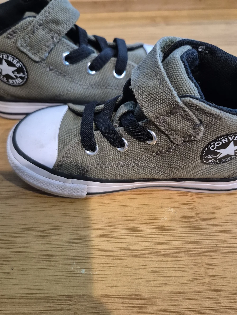 Converse Kids High-Top Sneakers in Olive Green with Black Laces